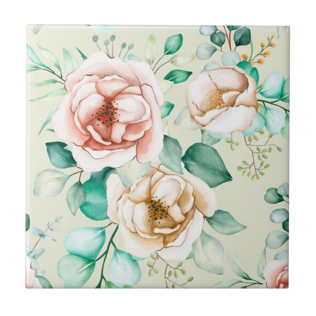 Beautiful Floral  Ceramic Tile (Front)