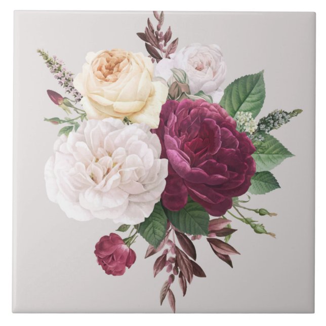 Beautiful Floral  Ceramic Tile (Front)