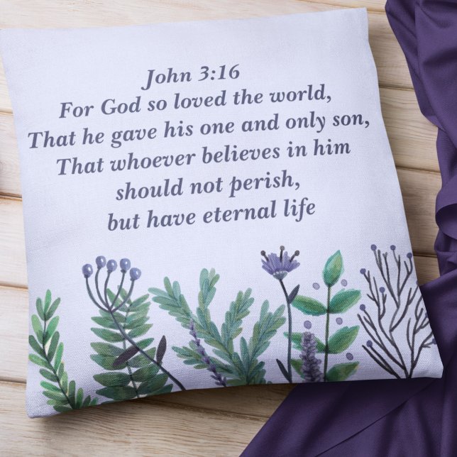 Beautiful Floral Christian Bible Verse Purple Cushion (Creator Uploaded)