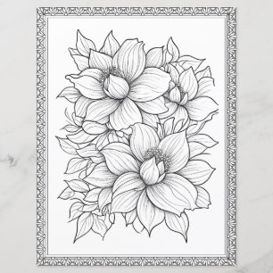 Beautiful Floral Colouring Page Scrapbook Paper