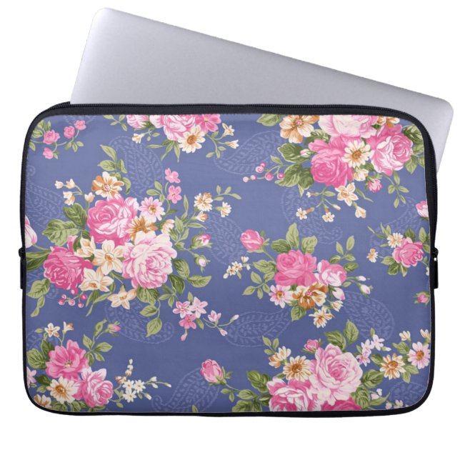 Beautiful floral design laptop sleeve (Front)