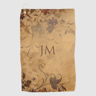 Beautiful floral design on vintage paper golf towel