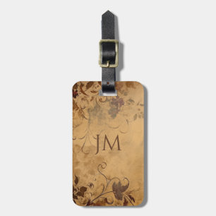 Beautiful floral design on vintage paper luggage tag