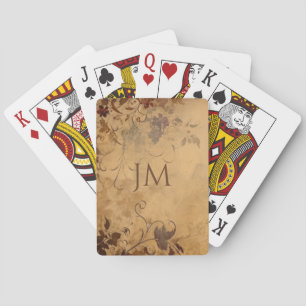 Beautiful floral design on vintage paper playing cards