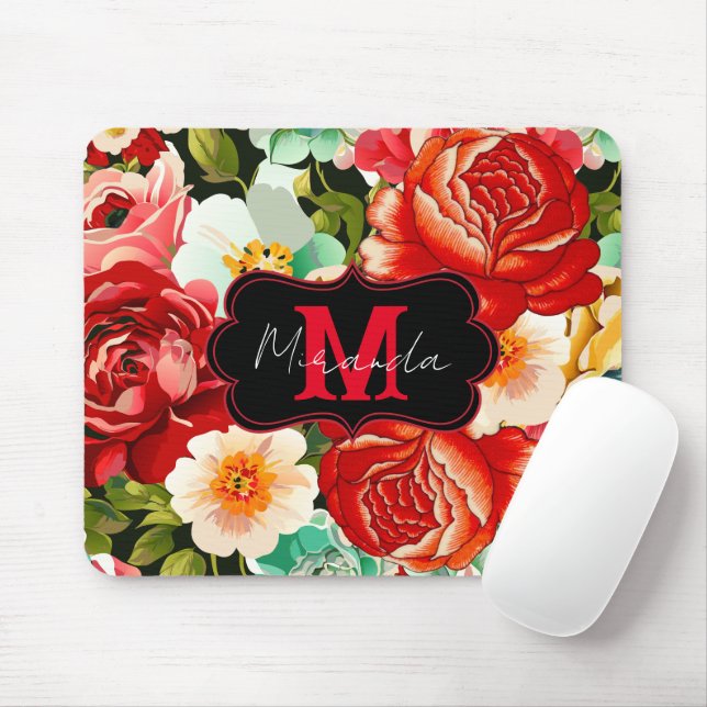 Beautiful Floral Design - Personalise Mouse Pad (With Mouse)