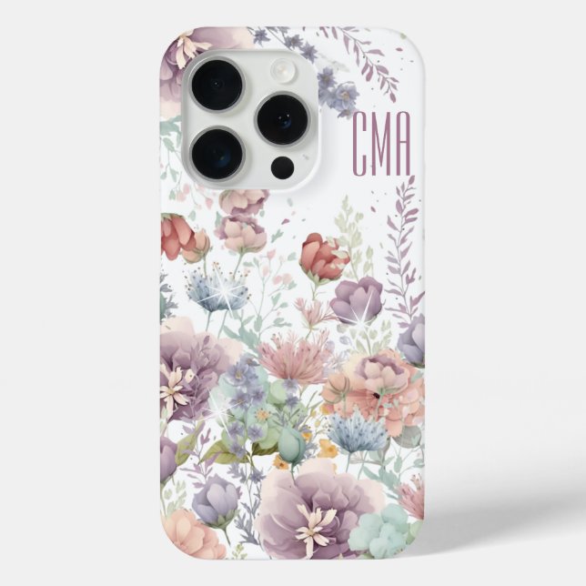 Beautiful Floral | DIY Monogram Case-Mate iPhone Case (Back)