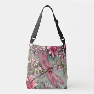 Beautiful Floral Dragonfly Crossbody Bag
