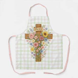 Beautiful floral Easter cross Apron