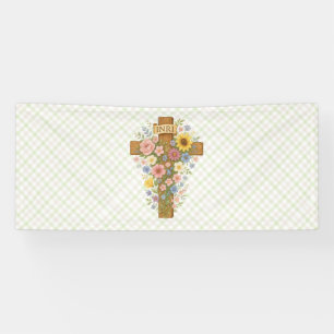 Beautiful floral Easter cross Banner