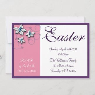 Beautiful Floral Easter Pink Holiday Invitations