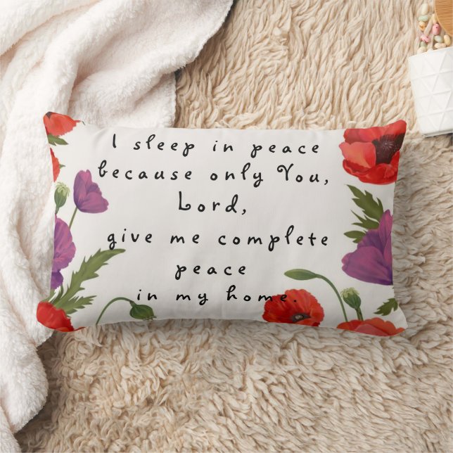 Beautiful floral frame poppy flowers botanical lumbar cushion (Blanket)