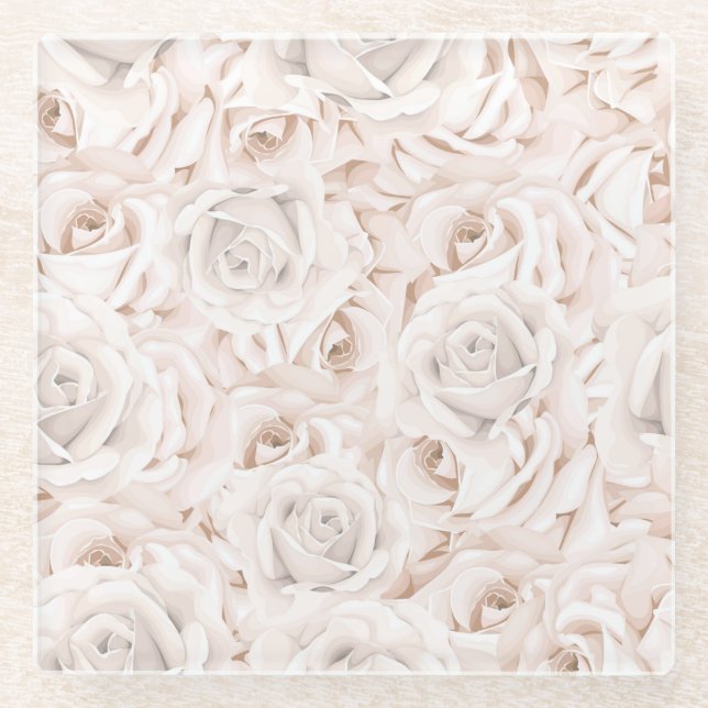 Beautiful Floral Glass Coaster (Front)