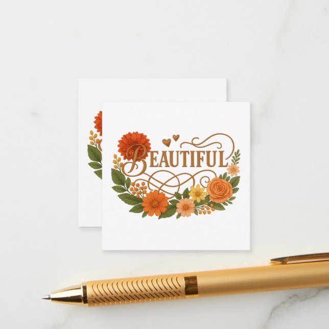 Beautiful Floral Gold Enclosure Card | Elegant  (Front/Back In Situ)