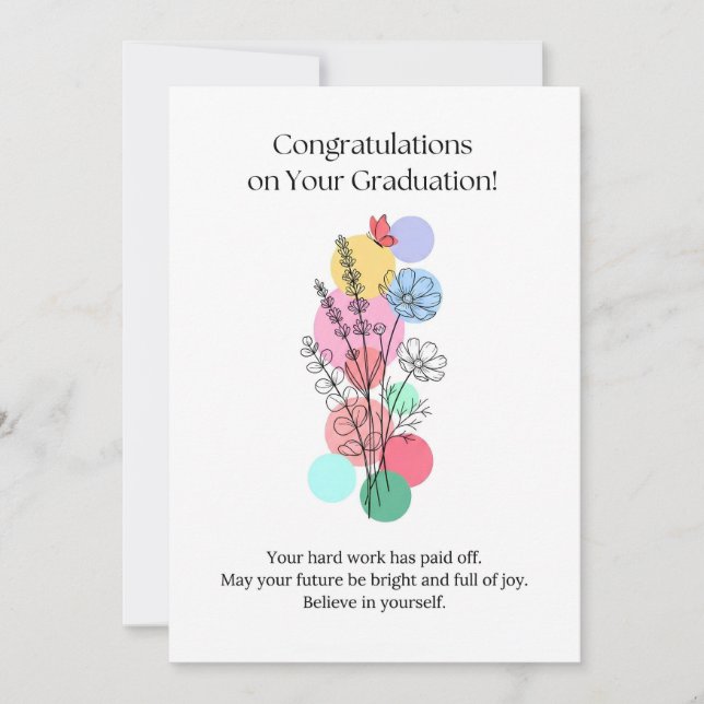 Beautiful Floral Graduation Card 5x7 (Front)