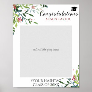 Beautiful Floral Graduation Party Photo Prop Poster