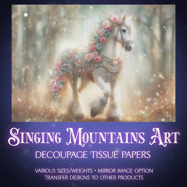 Beautiful Floral Horse In Woodland Decoupage Tissue Paper (Creator Uploaded)