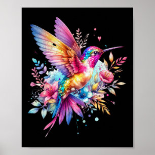Beautiful Floral Hummingbird Spiritual Tie-dye Ear Poster