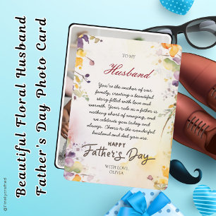 Beautiful Floral Husband Father’s Day Photo Card