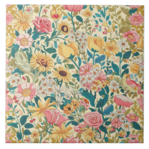 Beautiful floral intricate minimalist design big ceramic tile