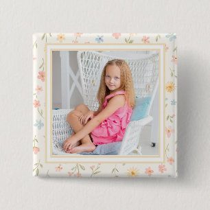 Beautiful Floral Kid Photo Button