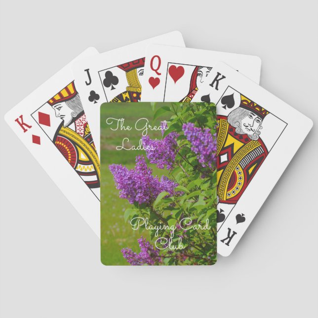 Beautiful Floral Lilac Personalised Playing Cards (Back)