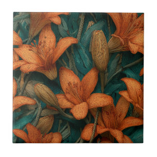 Beautiful Floral Lilies Tiles For Indoor Flooring