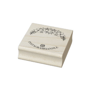 Beautiful Floral Line Art Social Media Rubber Stamp