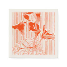 Beautiful floral line art with orange plants
