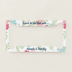 Beautiful Floral Love is in the Air Licence Plate Frame
