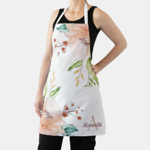 Beautiful Floral Monogram Apron