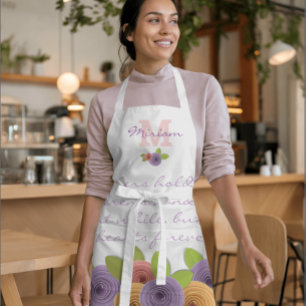 Beautiful Floral Mother's Day Quote Roses on White Apron