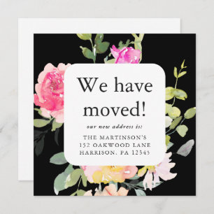 Beautiful Floral Moving Announcement New Address