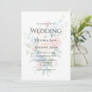 Beautiful Floral Neutral Elegant Wedding  Invitation