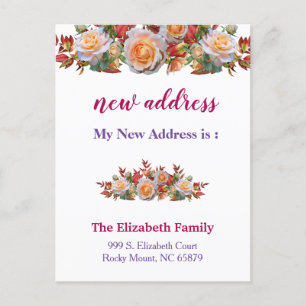 Beautiful Floral New Address Moving Announcement