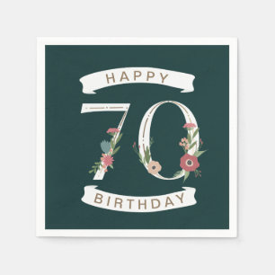 Beautiful Floral Numerals 70th Birthday Napkin
