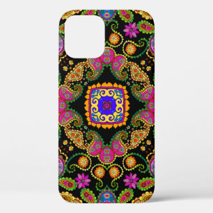 Beautiful floral ornament with bright flowers and iPhone 12 case
