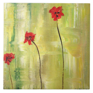 Beautiful Floral Painting of Anemones on Tile