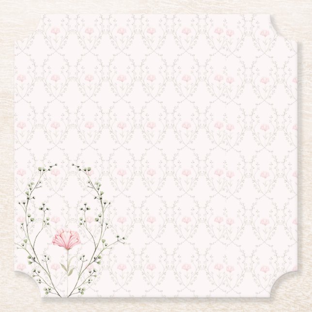 Beautiful Floral  Paper Coaster (Front)