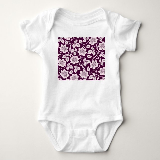 Beautiful Floral Pattern Baby Bodysuit (Front)