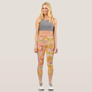beautiful floral pattern capri leggings