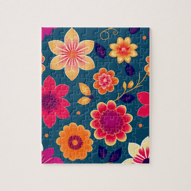 Beautiful Floral Pattern Colourful Flowers Jigsaw Puzzle (Vertical)