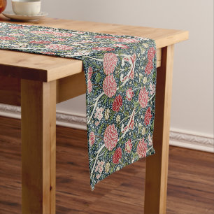 Beautiful Floral Pattern Foliage Flowers Red Pink Long Table Runner
