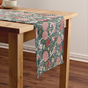 Beautiful Floral Pattern Foliage Flowers Red Pink  Long Table Runner