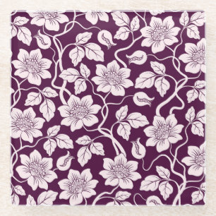 Beautiful Floral Pattern Glass Coaster