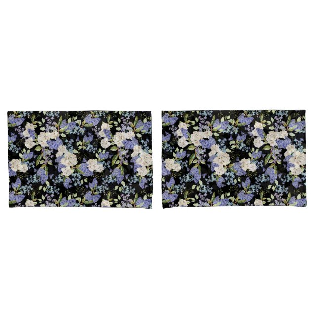 Beautiful Floral Pattern Lilac Roses Foliage  Pillowcase (Front-Set)