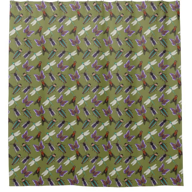 Beautiful Floral Pattern Shower Curtain (Front)