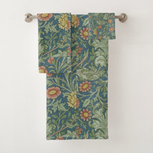 Beautiful Floral Pattern William Morris Green Pink Bath Towel Set
