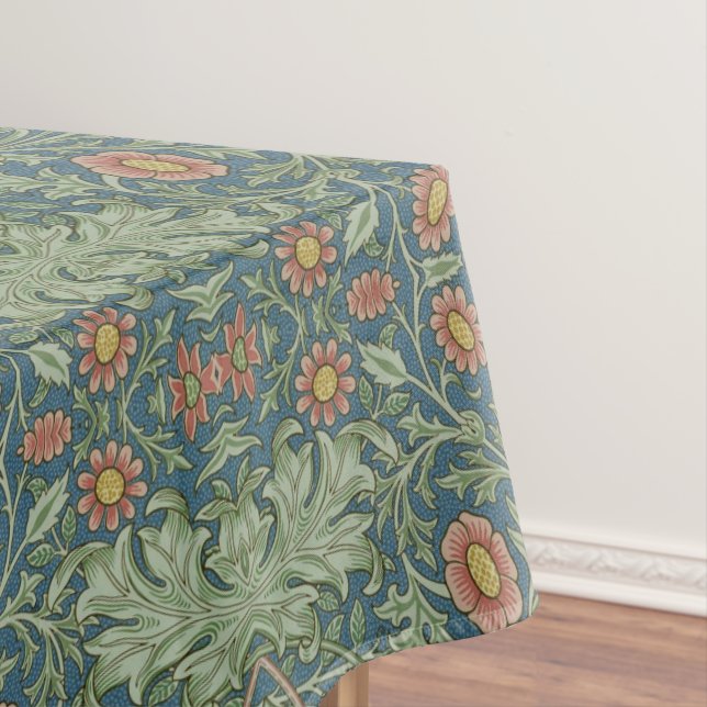 Beautiful Floral Pattern William Morris Green Pink Tablecloth (In Situ)