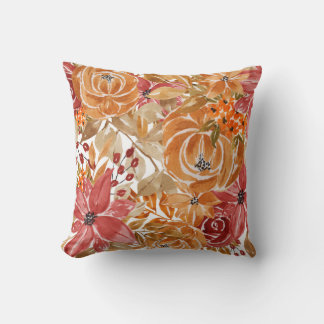 Beautiful Floral Pattern With Bright Autumn Cushion