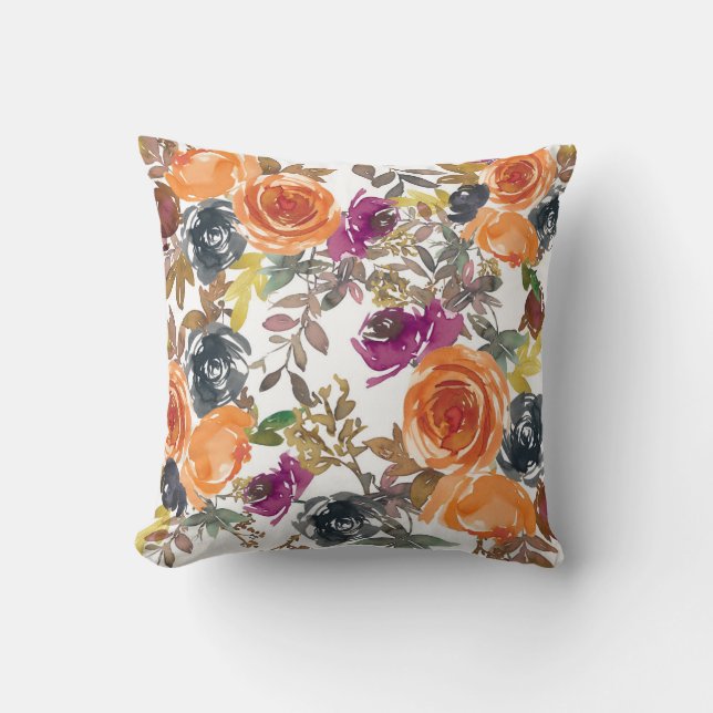 Beautiful Floral Pattern With Bright Autumn Cushion (Front)